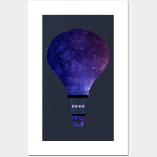 Milk way starry galaxy hot air balloon Posters and Art